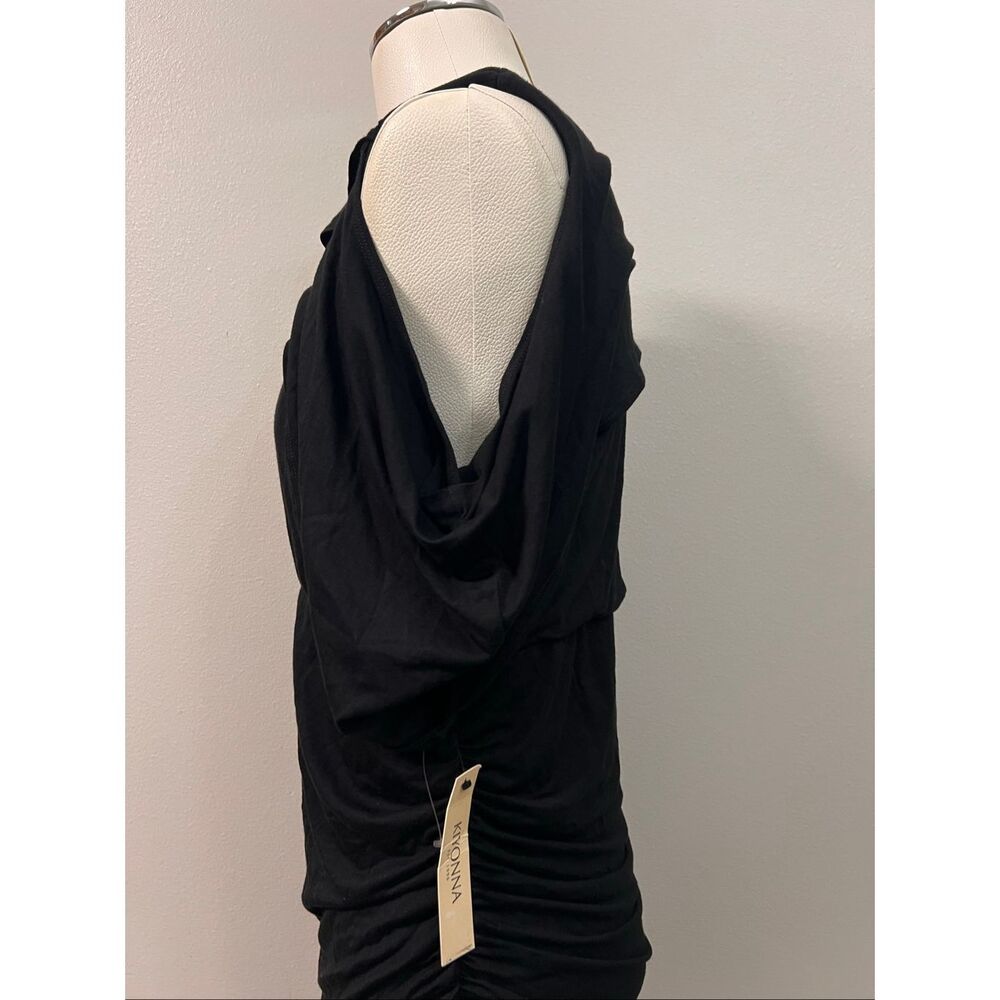 NWT Kiyonna Women's Ruched Bianca Cold Shoulder Bodycon Midi Dress Black 1X - Picture 3 of 6